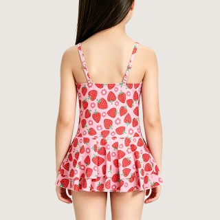 Girls' Strawberry-Print Sun-Protection Swim Skirt