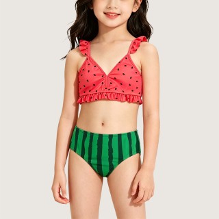 Girls' Adorable Watermelon-Print Two-Piece Swimsuit