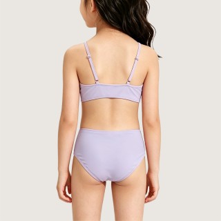 Solid-Color Minimalist High-Waisted Two-Piece Swimsuit