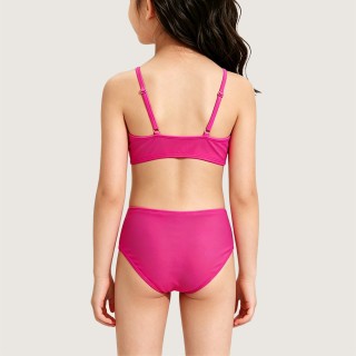 Rose-Pink Two-Piece Swimsuit with Front Tie