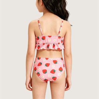 Strawberry & Daisy Print Two-Piece Strappy Swimsuit
