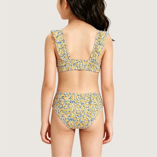 Girls' Sweet Floral Two-Piece Swimsuit