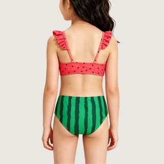 Girls' Adorable Watermelon-Print Two-Piece Swimsuit