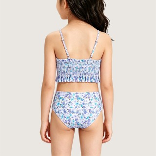 New Girls' Two-Piece Swimsuit — Fresh Purple Floral Print
