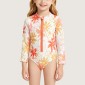 Fresh Orange and Yellow Floral Print One-Piece Swimsuit