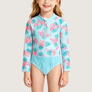 Fresh Mint Green Floral One-Piece Swimsuit