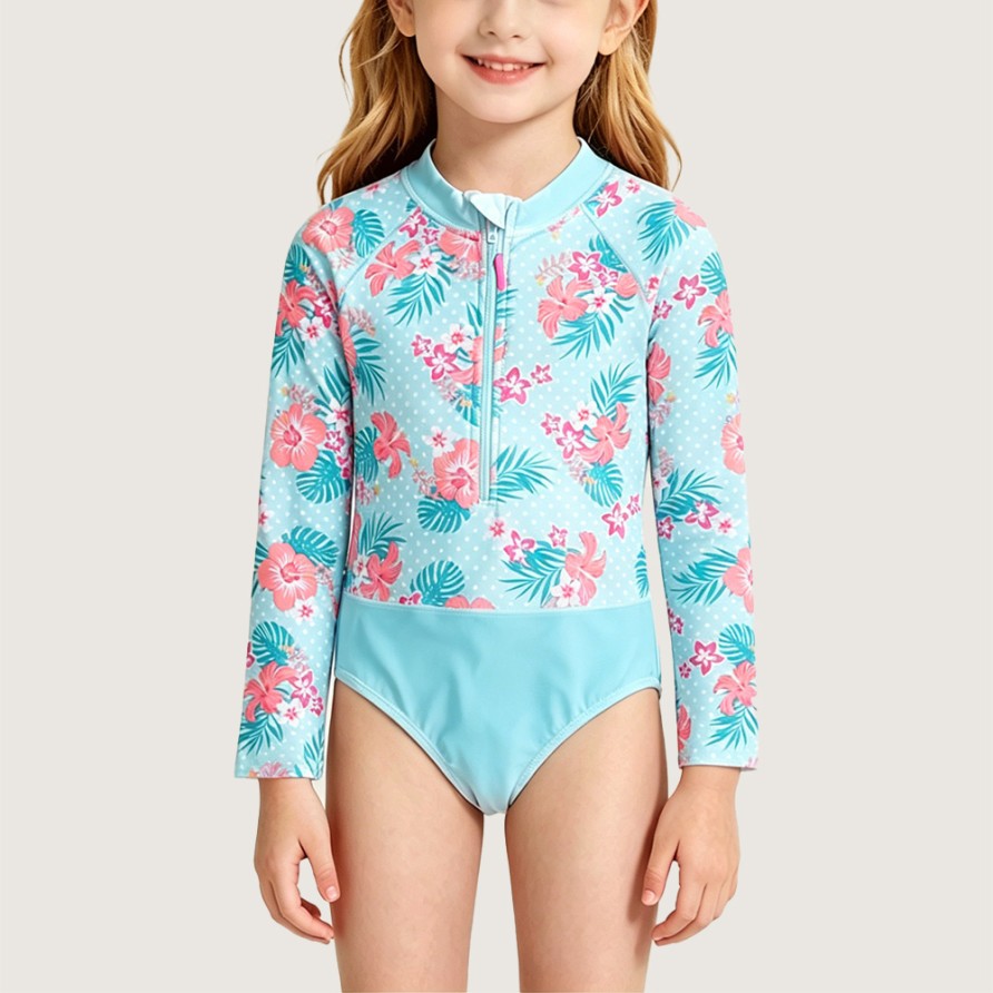 Fresh Mint Green Floral One-Piece Swimsuit