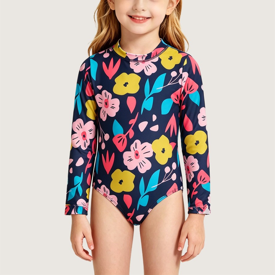 Girls' One-Piece Sun-Protection Swimsuit